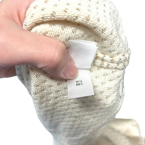 St. John Cream Ivory Stripe Knit Zip Front Sweater Jacket Size XL **Flawed‎ - Picture 9 of 10